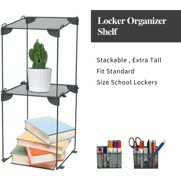 Locker organizer kit with shelf magnetic basket pen holder school office storage - Picture 5 of 7